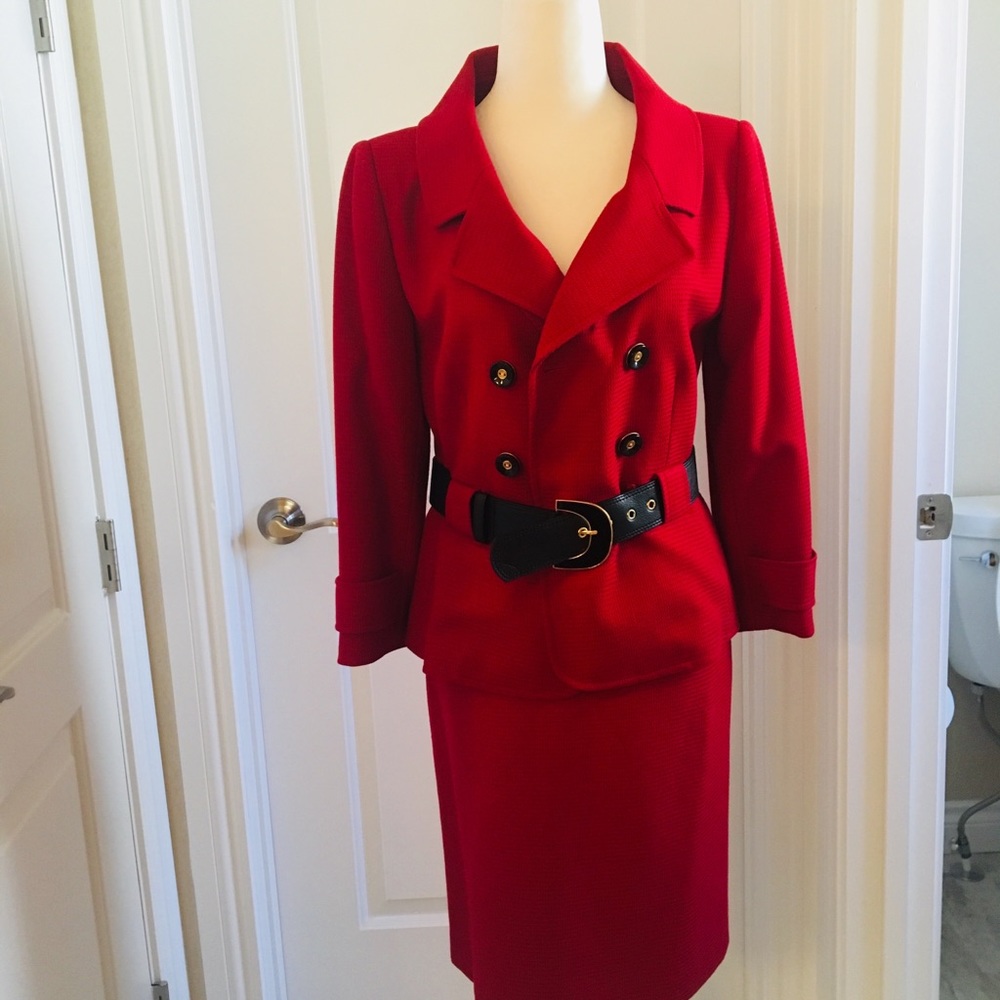 Antonio Melani Red double breasted skirt suit